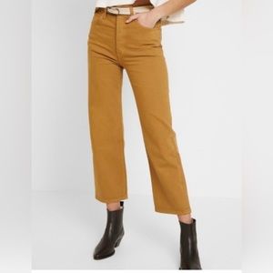 LEVI'S Premium Modern Big E high rise RIBCAGE STRAIGHT BIG E TAN MUSTARD COLOR